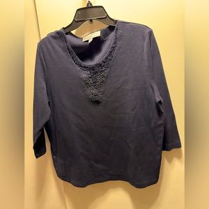 Samantha Grey black dressy t-shirt material blouse